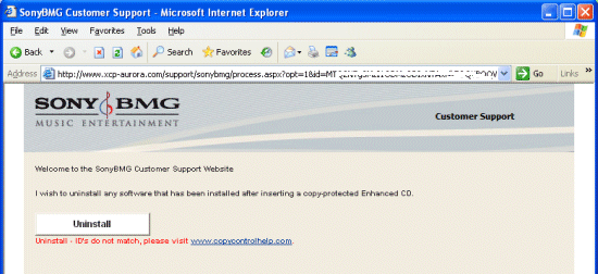 Sony uninstaller error message